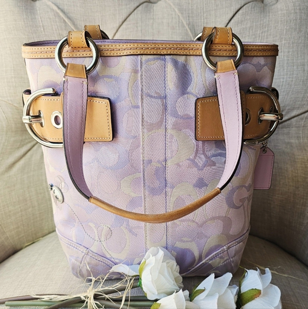 Coach Soho Optic Signature Jacquard Bumble Bee Bag Purse # 5077 (Purple)